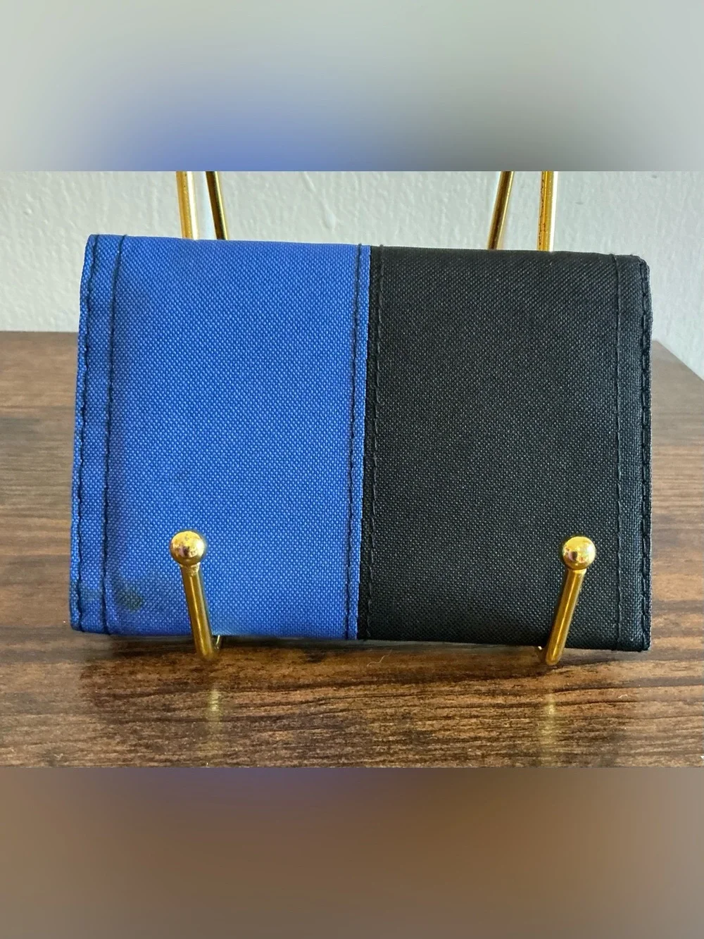 A rare vintage RVCA Down for Whatever 01 blue and black canvas trifold wallet